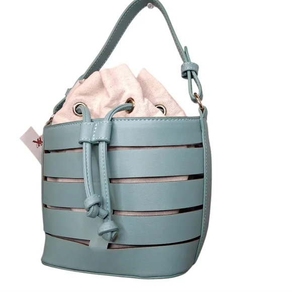 NEW | FREE PEOPLE | Blue | Cutout Bucket Bag w/ Canvas Lining - Picture 3 of 12